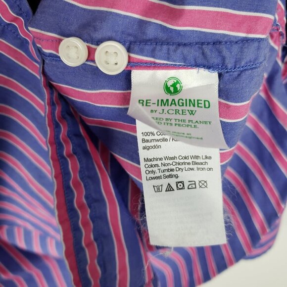 J Crew Maternity Button Up Shirt Blue Stripe Cotton Poplin Relaxed Fit Size 2 - Picture 7 of 9